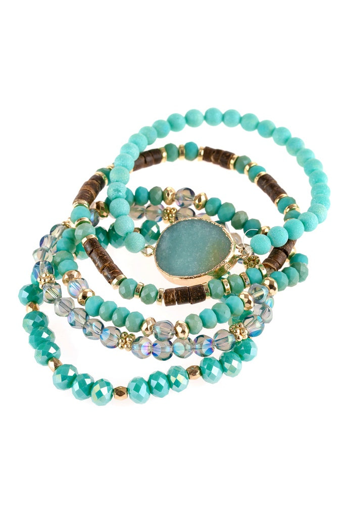 Natural Stone Charm Mixed Beads Bracelets