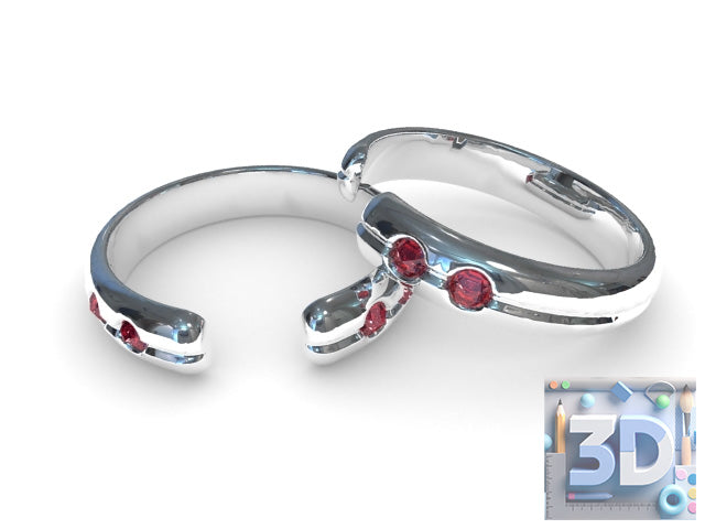 Silver Ruby Bracelet 3D Model