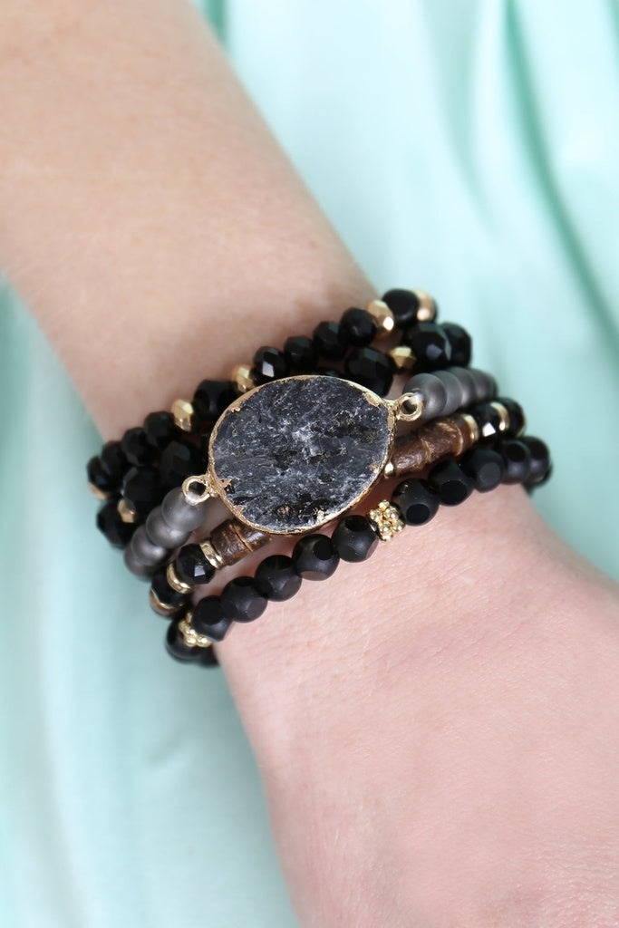 Natural Stone Charm Mixed Beads Bracelets