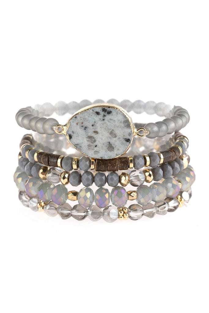 Natural Stone Charm Mixed Beads Bracelets