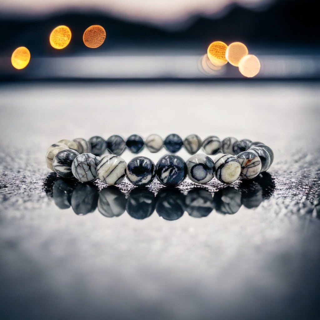 Union - Black Silk Stone Gemstone Beaded Bracelet