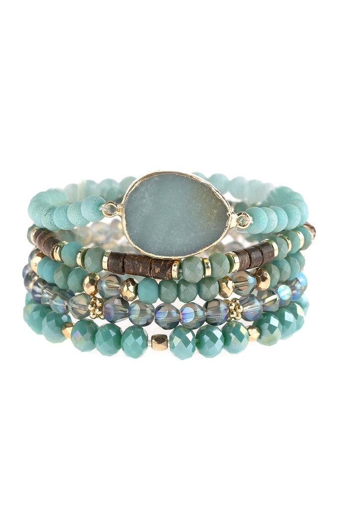 Natural Stone Charm Mixed Beads Bracelets