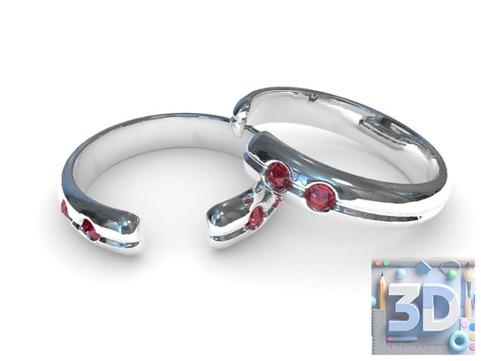 Silver Ruby Bracelet 3D Model