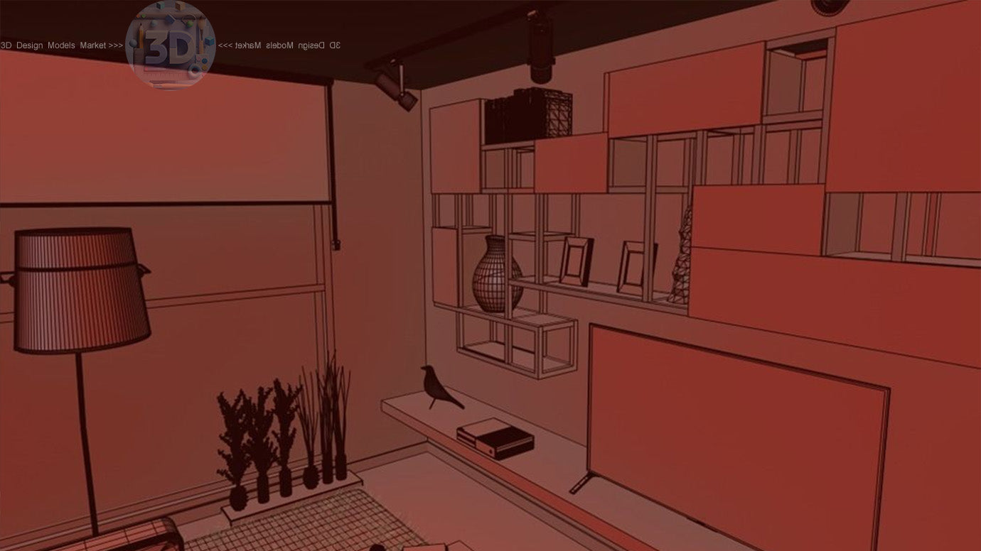 Architectural Interior Scene - Living Room 3D model